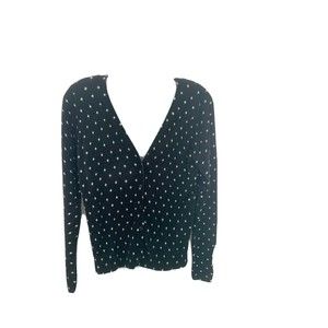 Womens Merona Black With White Diamonds Cardigan Sweater Size Small Petite